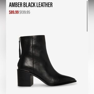 Steve Madden Amber Black Leather Bootie, Size 8.5